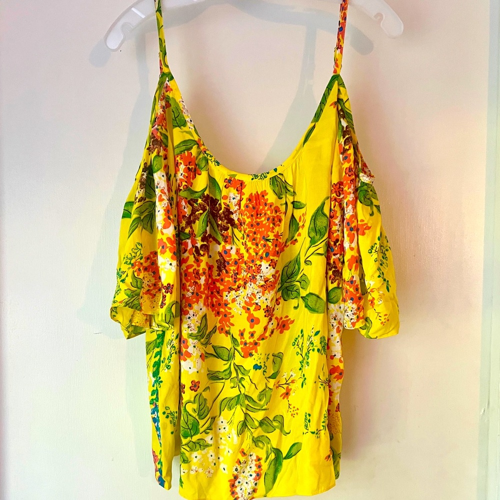NWT Tracy Reese Open Shoulder Floral Top | L